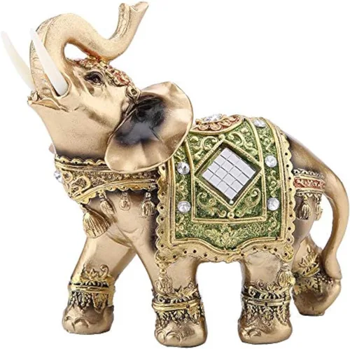 Vista 6 de HEEPDD Estatua de elefante de riqueza, escultura de elefante verde Feng Shui, figura de riqueza para el hogar, oficina, decoración de inauguración
