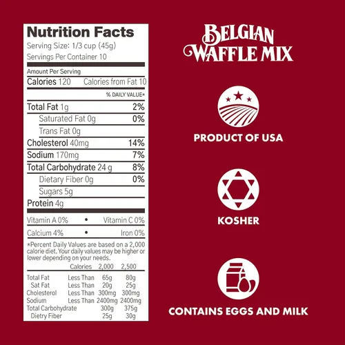 Vista 2 de Classique Fare mezcla para preparar waffles belgas - Hace gofres, tortitas, muffins y crepes ligeros y crujientes - Funciona con máquina de gofres
