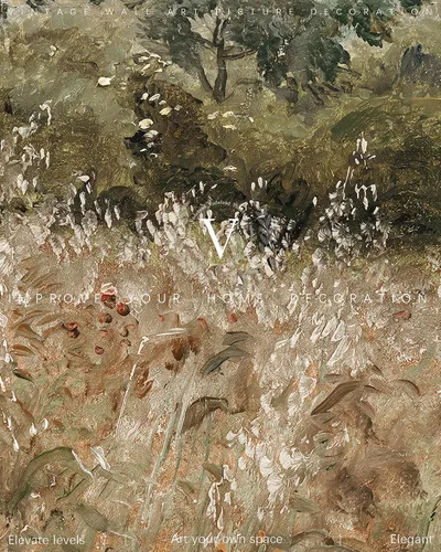 Vista 7 de Pintura vintage de paisaje de campo de flores silvestres, arte de pared de paisaje rural de granja, impresión artística de paisaje de jardín
