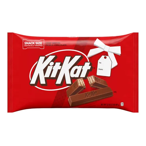 Vista 3 de KIT KAT Obleas de chocolate con leche, tamaño de bocadillo, bolsa de dulces de Navidad, 32 onzas