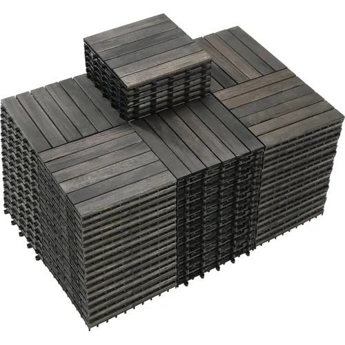 Vista 39 de PrimeZone - 9 azulejos entrelazados de madera de acacia sólida para terraza, patio, 12 x 12 pulgadas, impermeables, para interiores y exteriores