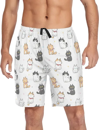 Vista 37 de Ollabaky Pantalones cortos de pijama para hombre Pjs partes inferiores pantalones cortos para dormir ropa de descanso pantalones de pijama