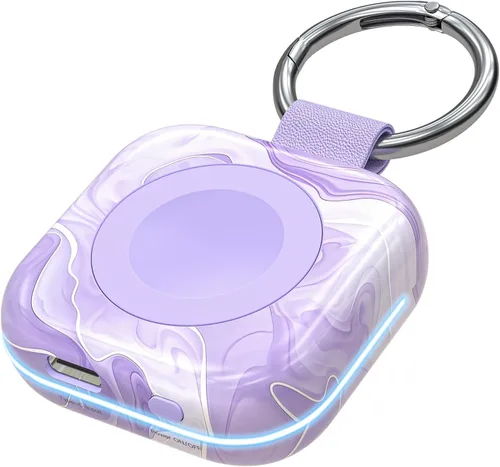 Vista 16 de HUOTO - Cargador portátil para Apple Watch, cargador magnético inalámbrico para iWatch de 1200 mAh, batería externa para viajes, llavero