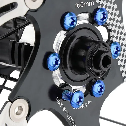 Vista 7 de Tornillo Rotor de freno de disco de bicicleta Tornillo de rotor de bicicleta M5x10mm para bicicleta de carretera Bicicleta de montaña (azul) 24pcs