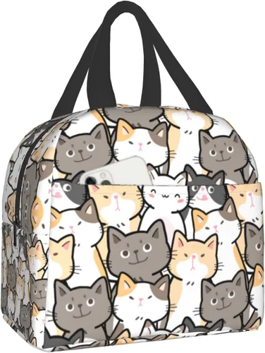 Vista 13 de Nerxy Lonchera a cuadros de búfalo azul, moderna, 8 x 5 x 8.5 pulgadas, suave bolsa de almuerzo para mujeres, niños, adultos, trabajo, escuela