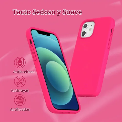 Vista 4 de Funda de silicona líquida compatible con iPhone 12/12 Pro, color Rosa fuerte