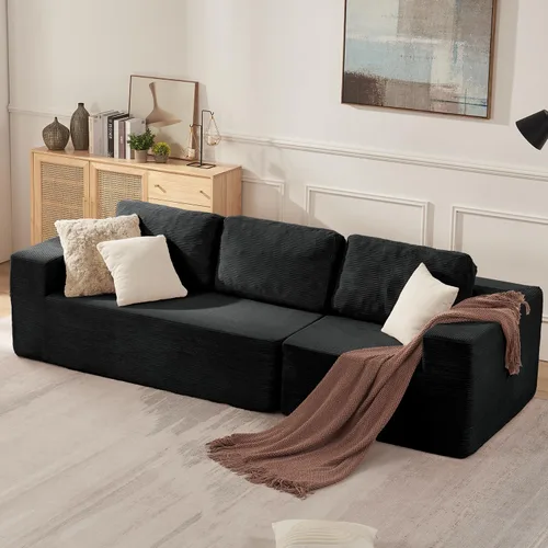 Vista 8 de Furnify Sofá modular tapizado de espuma de 30", Sofá de piso tapizado con almohada, Silla puf para dormitorio y sala de estar, No requiere