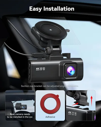 Vista 7 de REDTIGER Dash Cam 4K frontal y 1080P trasero, sensor STARVIS 2, WiFi de 5.8 GHz (20 MB/s), GPS, WDR y visión nocturna HDR, gran angular de 170°