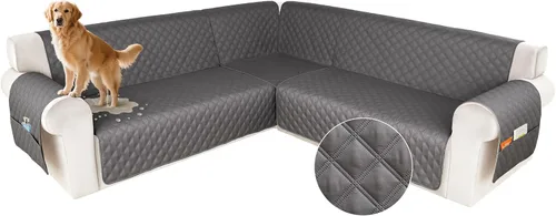 Vista 8 de HDCAXKJ Funda impermeable para sofá modular en forma de L, fundas seccionales de esquina lavables, a prueba de mascotas, protector de muebles