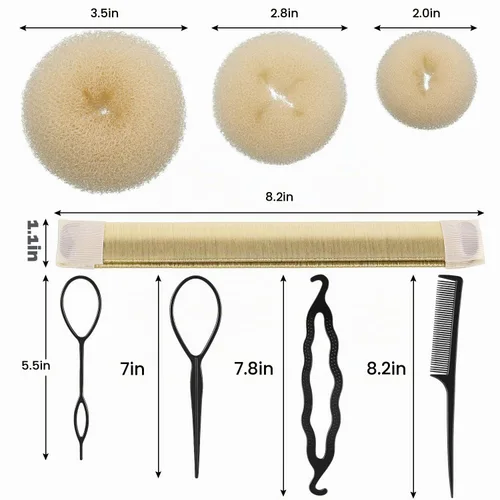 Vista 2 de WILLBOND Kit de 21 piezas para hacer moños de cabello, juego de moldeador Beige
