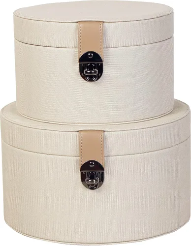 Vista 12 de Juego de 2 cajas decorativas de cuero grandes con tapa para estantes, mesa auxiliar, almacenamiento, control remoto, decoración moderna del hogar