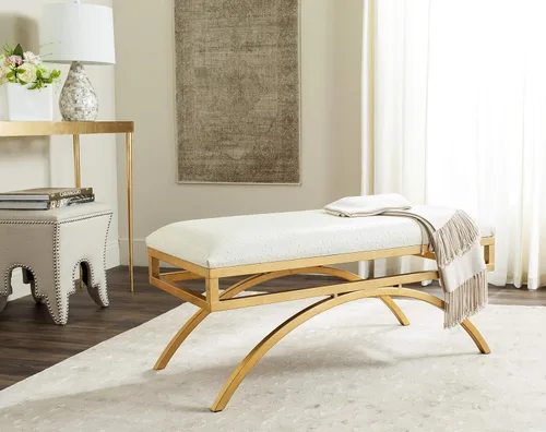 Vista 2 de Safavieh Home Collection - Banco de arco lunar transparente y dorado