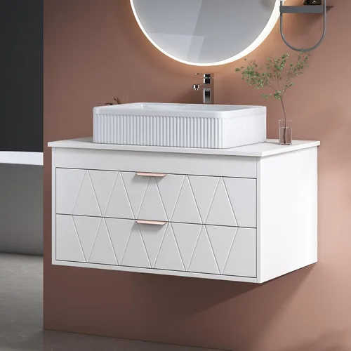 Vista 13 de SSLine Juego de tocador de baño montado en la pared con lavabo moderno de 30 pulgadas con lavabo superior y estante de almacenamiento, armario