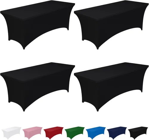 Vista 30 de Pureegg - Juego de 2 manteles de elastano ajustables de 1,2 m para mesas rectangulares, mantel elástico y sin arrugas para mesa de masajes, fiestas