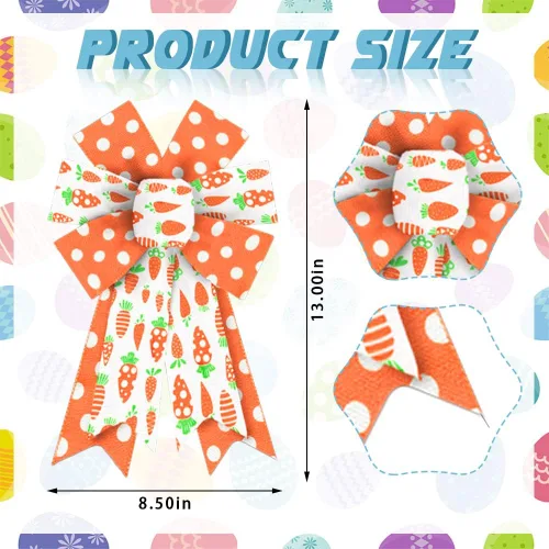 Vista 2 de ALIBBON Lazos de Pascua para coronas, lazos de corona de Pascua de primavera, lazos de zanahoria de Pascua para manualidades, decoración de Pascua