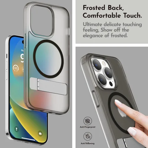 Vista 6 de Funda magnética para iPhone 14 Pro de 6.1 pulgadas (2022), soporte delgado con protector de pantalla compatible con Magsafe a prueba de golpes, Negro