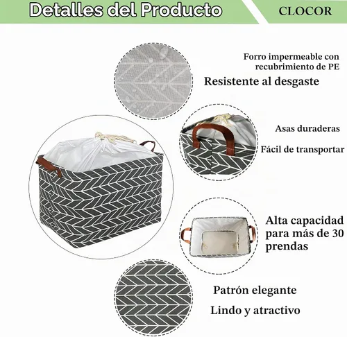 Vista 7 de CLOCOR Cesta de almacenamiento rectangular, cesta de almacenamiento plegable con bonito patrón, caja de almacenamiento de revestimiento impermeable