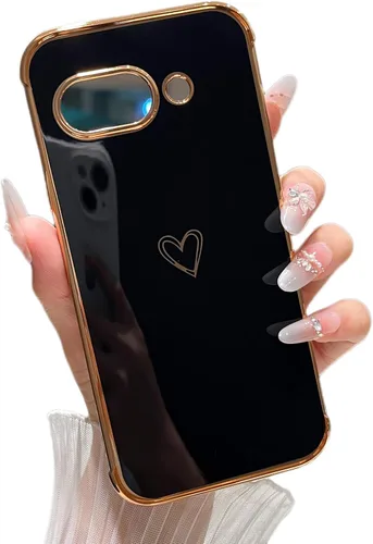 Vista 77 de ZTOFERA Funda diseñada para Google Pixel 7a, bonito diseño de corazones de amor con borde chapado y protección de lente de cámara, para Google Pixel
