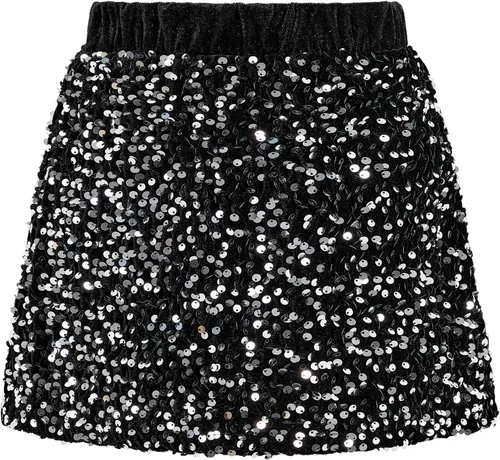 Vista 2 de Durio Vestidos de falda de lentejuelas para niñas, falda dorada metálica brillante para niños, disfraces de baile, minifaldas para adolescentes