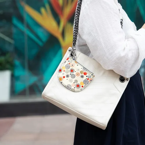 Vista 4 de Rose Lake Monedero pequeño para mujer, cartera con tarjetero para damas y niñas, bonita bolsa de cuero con cremallera con llavero y cierre de metal