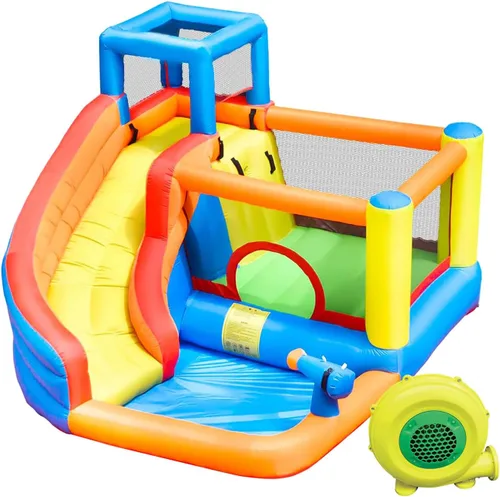 Vista 10 de Doctor Dolphin Casa inflable de rebote de agua, casa inflable para niños grandes, tobogán acuático para patio trasero, parque acuático inflable