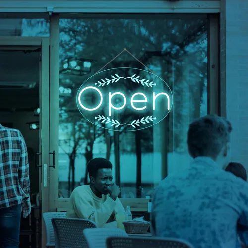 Vista 10 de Letrero LED abierto para negocios – Luz de neón LED con kit colgante y enchufe para tienda, ventana o uso comercial de 16.5 x 10.5 pulgadas