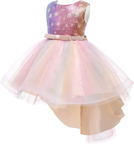 Vista 14 de Disfraz de princesa de lentejuelas de unicornio para niñas, disfraz de Halloween, fiesta de Navidad, boda, cumpleaños