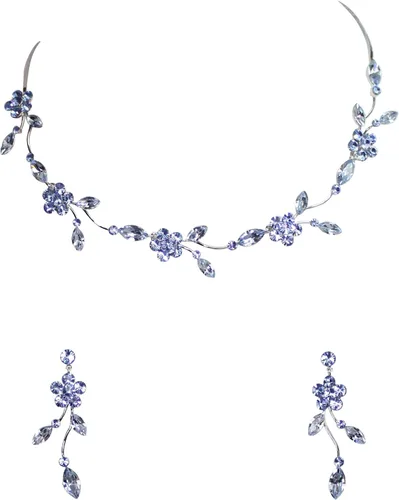Vista 51 de Faship - Juego de collar y aretes con cristales de imitación florales AB