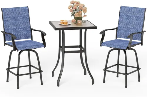 Vista 33 de MFSTUDIO - Juego de 4 taburetes giratorios para exteriores, color azul turquesa
