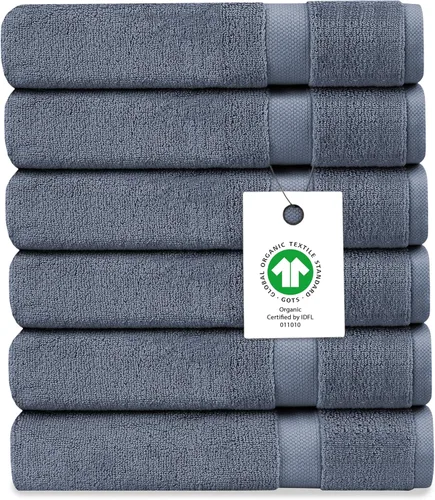 Vista 17 de Toalla de baño de felpa de algodón orgánico de lujo Certificado GOTS y OEKO-TEX Toallas de calidad hotelera premium Tecnología Feather Touch