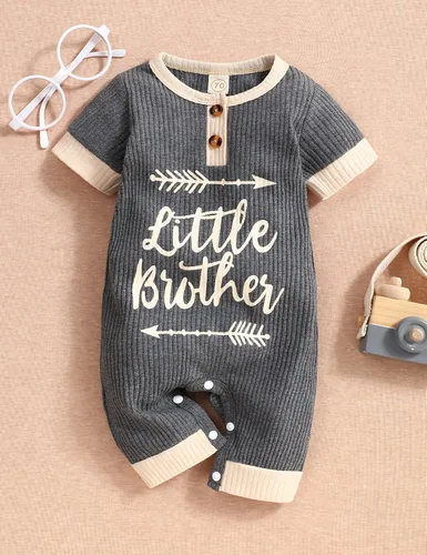 Vista 2 de Mameluco de bebé recién nacido con estampado de alfabeto, traje de una pieza