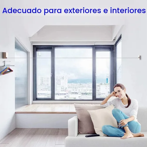 Vista 5 de Tendedero retráctil para exteriores e interiores, resistente de acero inoxidable ajustable con cuerda de secado de alambre con funda de ABS + 0