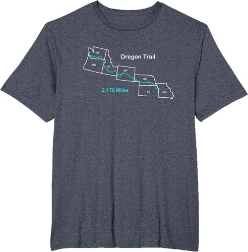Vista 18 de Route Map of The Oregon National Historic Trail T-Shirt Asphalt Grey