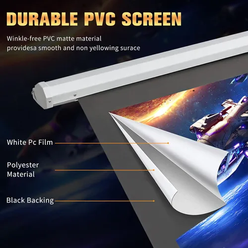 Vista 3 de DINAH Pantalla de proyector eléctrica de 72 pulgadas con control remoto, caída automática de aire para interiores, proyección motorizada 4K 3D HD
