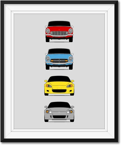 Vista 25 de Custom Car Posters Póster hecho a mano compatible con Acura (perfil lateral), decoración de lo mejor de las generaciones de Acura, historia 10C.