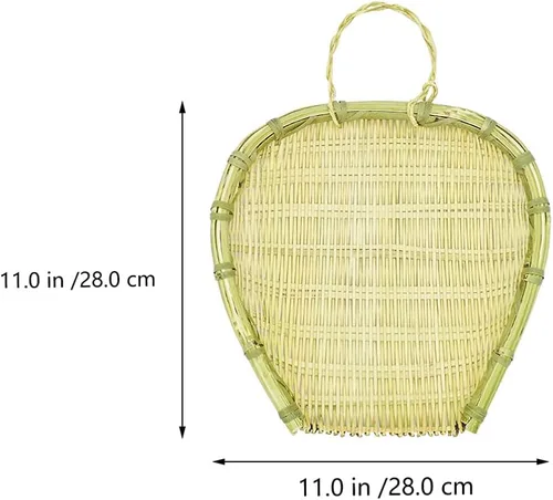 Vista 2 de Cabilock Cesta de drenaje de bambú, cesta tejida de bambú, cesta de tejido de mimbre, colador de almacenamiento de alimentos, organizador