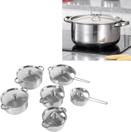 Vista 6 de Yosoo Stainless Steel Cookware Set, Nonstick Saucepan Sauce Pot Professional Cooking Pan with Lid, Induction Kitchen Cooking Set