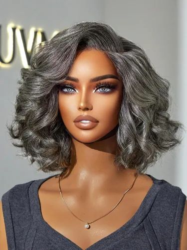 Vista 29 de LUVME HAIR Pelucas de cabello humano rizado sin pegamento de 6 pulgadas, precortadas, indetectable, HD, encaje Bob, peluca corta y rizada con ondas