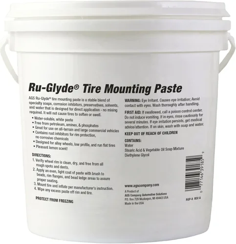 Vista 2 de AGS Ru-Glyde Pasta de montaje de neumáticos – Cubo de 8 libras – Lubricante de montaje de neumáticos de alta calidad, asegura una instalación suave