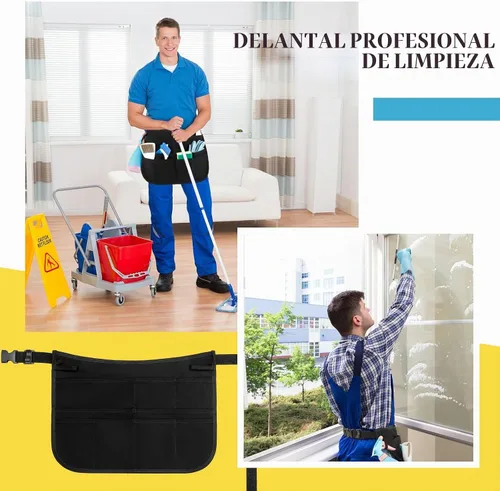 Vista 6 de Panitay 9 Pocket Professional Cleaning Apron for Housekeeping with Adjustable Belt Waitress Server Apron for Adults