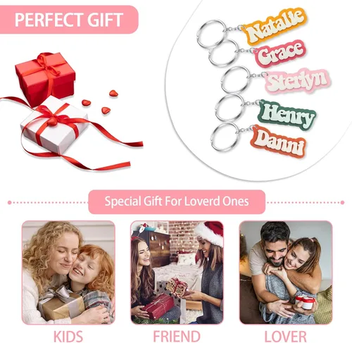 Vista 6 de Llavero personalizado con nombre, impreso en 3D, para llave de coche, mochila, llavero personalizado para niñas y mujeres, Llavero impreso 3d