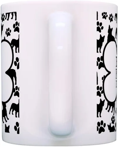 Vista 2 de ThisWear Dog Owner Gifts Best French Bulldog Dad Ever Paw Pattern Gift - Taza de café de cerámica de 11 onzas con mango y patrón de hueso