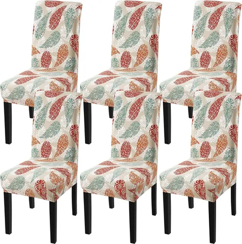 Vista 22 de Fuloon Paquete de 4 Fundas Protectoras para Asientos de Sillas de Comedor Super Ajustadas Elásticas Extraíbles Lavables Cortas para Hotel, Comedor