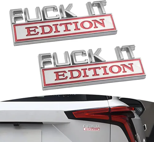 Vista 8 de 2 calcomanías de material metálico con letras 3D de emblema de automóvil, edición Fuck-IT, repuesto de calcomanías de emblema de maletero
