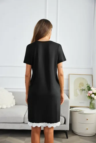 Vista 4 de Ekouaer Camisones a rayas con botones para mujer, camisones de manga corta