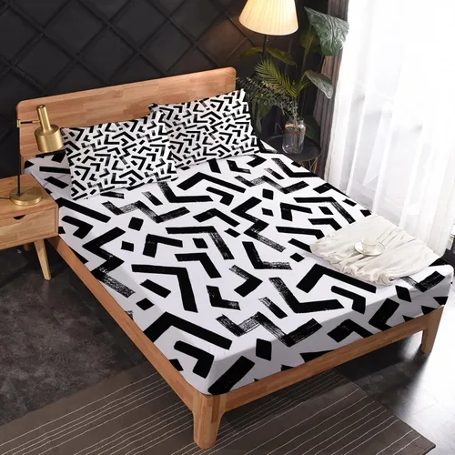 Vista 2 de Sábanas abstractas para cama de tamaño King, sábanas de cama en blanco y negro, microfibra suave, bolsillo profundo, sábanas y fundas de almohada