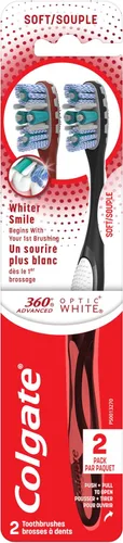Vista 6 de Colgate 360 Optic White Advanced - Cepillo de dientes manual (dureza suave, para adultos, 2 unidades)