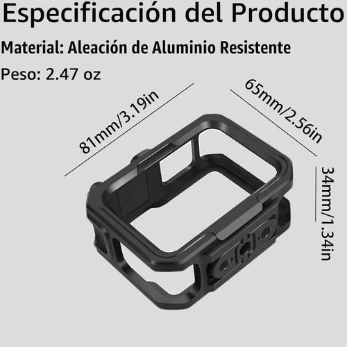 Vista 2 de Funda protectora de aluminio para GoPro Hero 13/12/11/10/9, estuches de marco duro duraderos, marco de carcasa de metal resistente con dedos