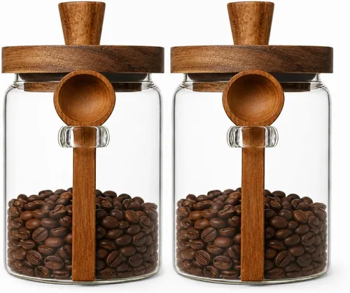 Vista 12 de ANSQU Tarro de vidrio con cuchara, tarro de café de 13.5 oz