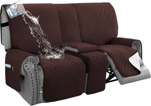 Vista 14 de H.VERSAILTEX Funda impermeable 100% impermeable para sofá biplaza reclinable de 2 piezas, protector de muebles suave y grueso con bolsillos lavables